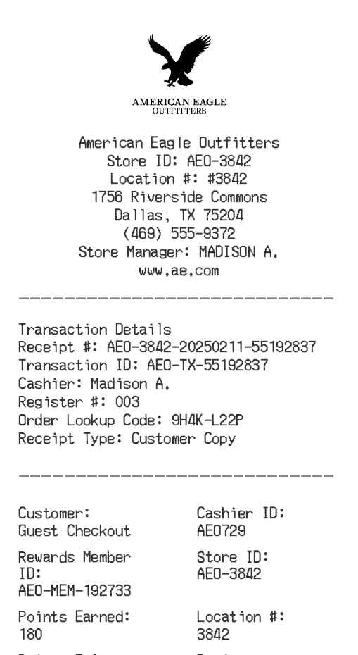 American Eagle Receipt Logo