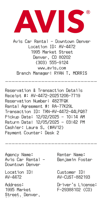Avis Receipt Logo