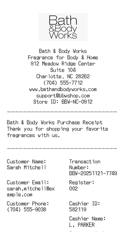 Bath Body Receipt Logo