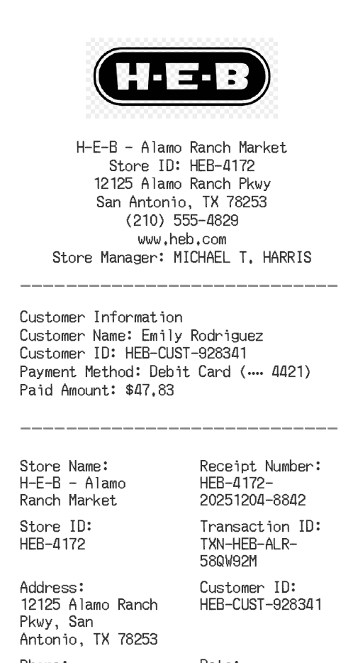Heb Receipt Logo