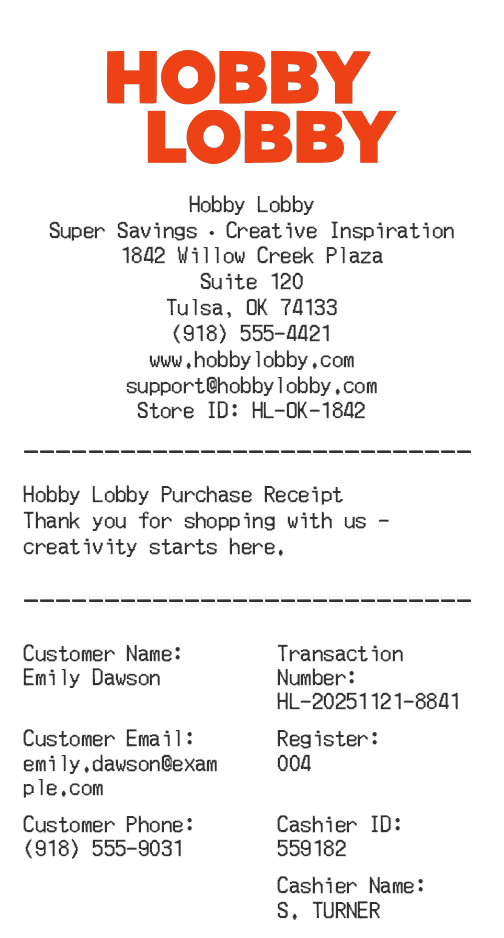 Hobby Lobby Receipt Logo