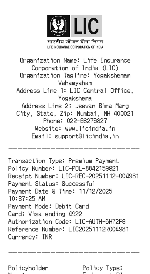 LIC Receipt Logo
