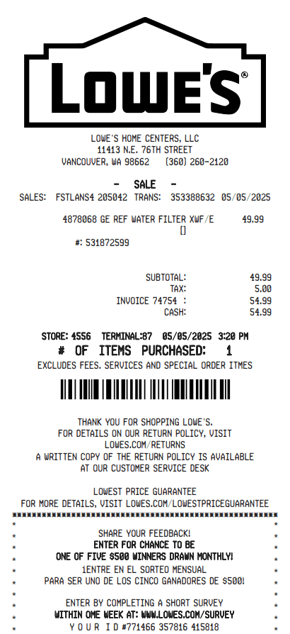 Lowe's Receipt Logo