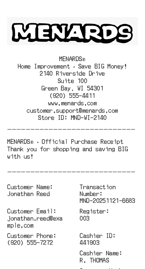 Menards Receipt Logo