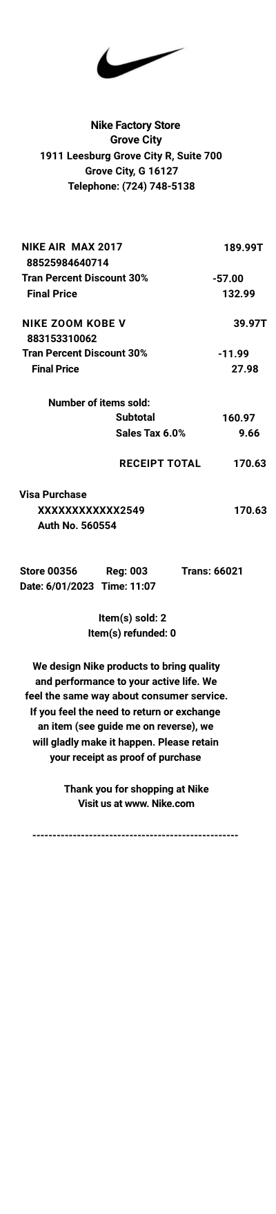 Nike Receipt Logo