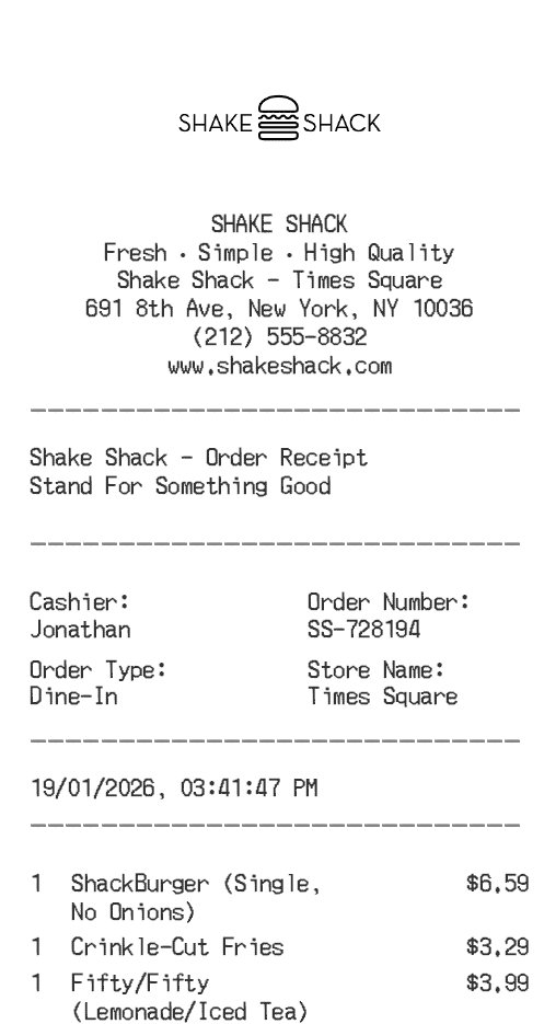 Shake Shack Receipt Logo