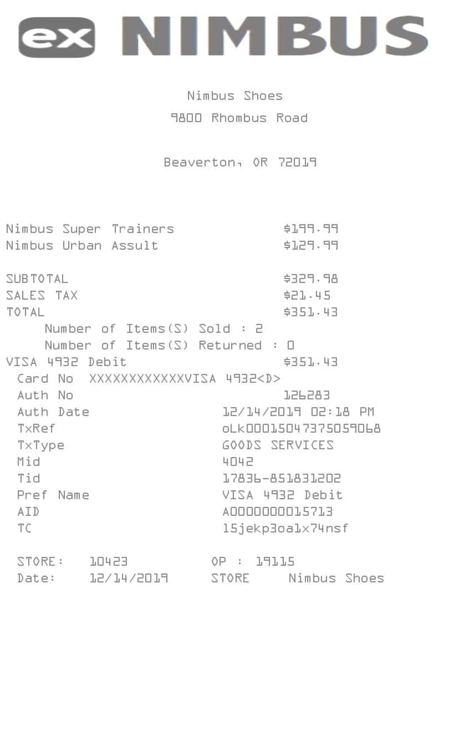Shoe Receipt Logo