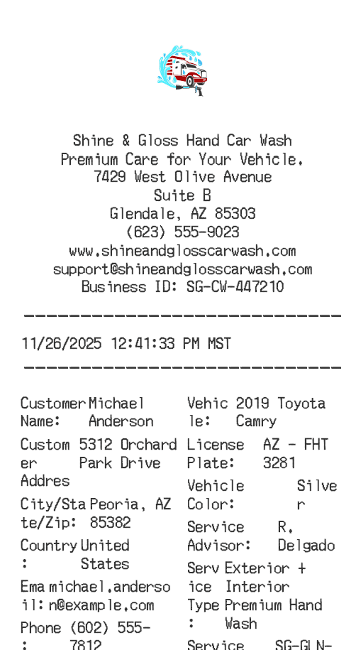 Truck Wash Receipt Logo