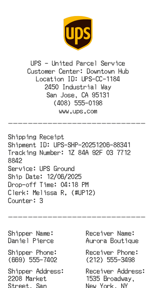 UPS Receipt Logo