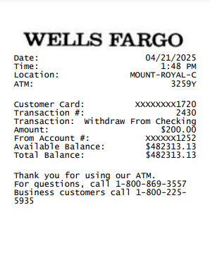 Wells fargo Receipt Logo