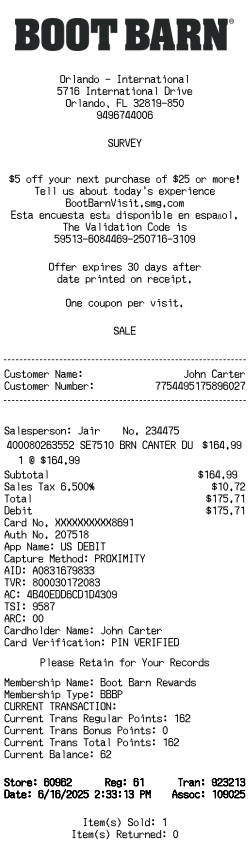 Boot Barn Receipt Logo