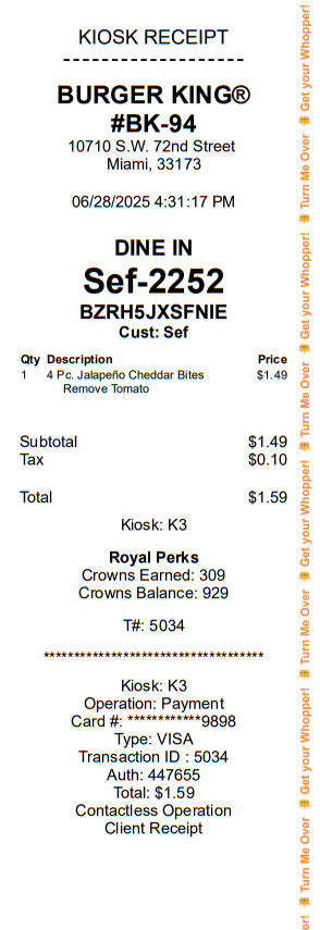 Burger King Receipt Logo