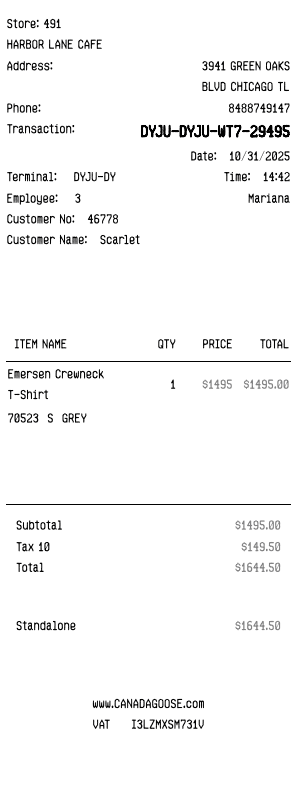 カナダグース サンプルレシート ロゴ