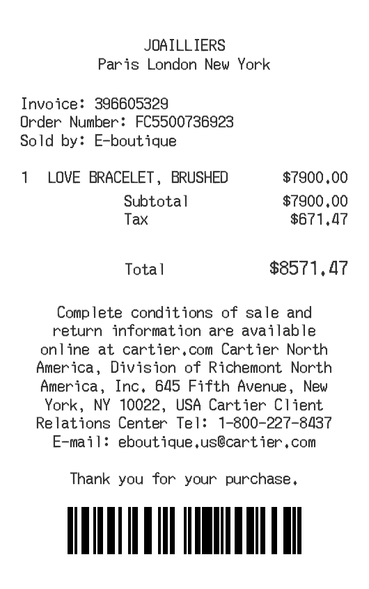 Cartier Receipt Logo