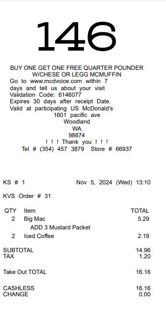 McDonald's Receipt Logo