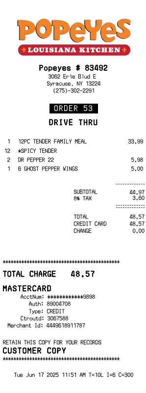 Popeyes Receipt Logo