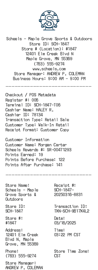Scheels Receipt Logo