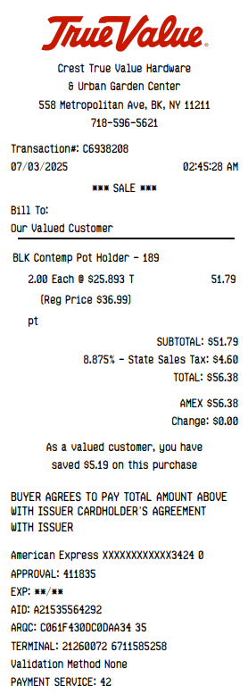 TrueValue Receipt Logo