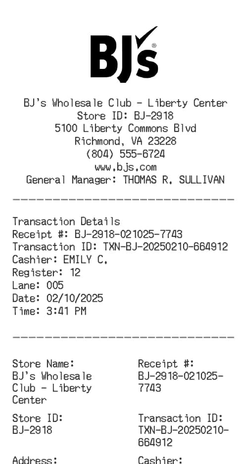 Bjs Receipt Logo