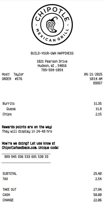 Chipotle Receipt Logo