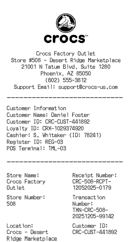 Crocs Receipt Logo