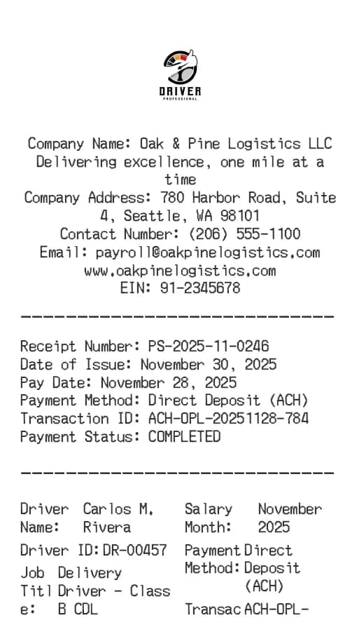 Driver Salary Receipt Logo