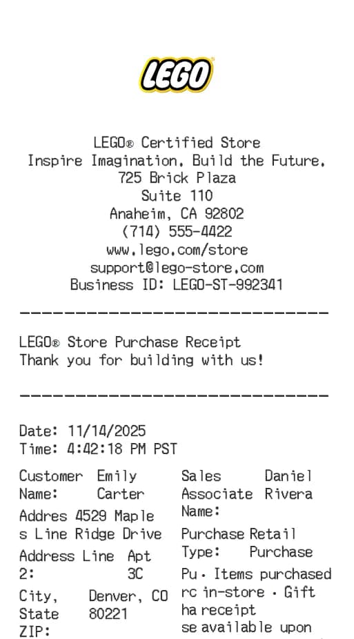 Lego Receipt Logo