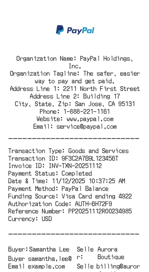Paypal Receipt Logo