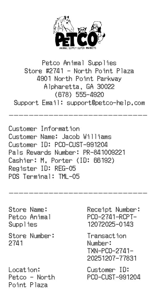 Petco Receipt Logo