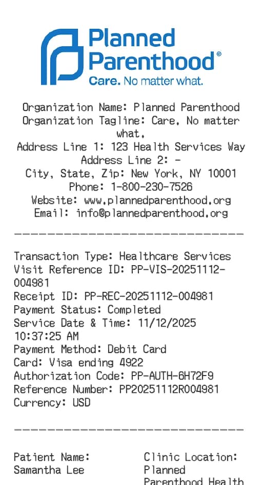 Planned Parenthood Receipt Logo
