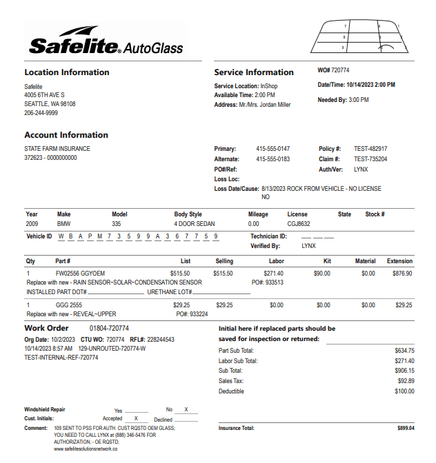 Logo des Safelite AutoGlass-Belegs