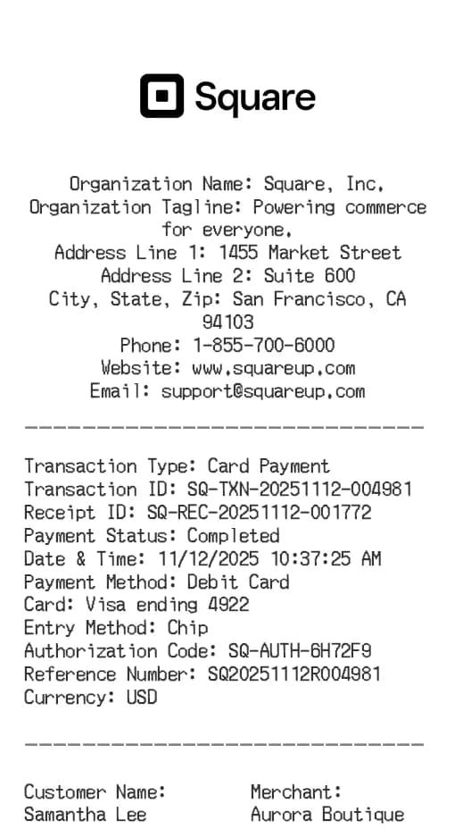 Square Receipt Logo