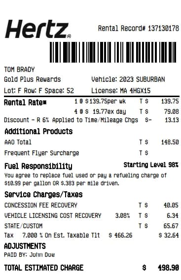 Hertz Receipt Logo