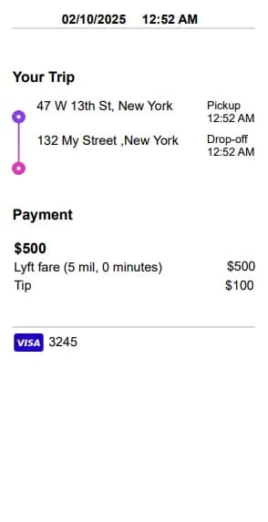 Logotipo de recibo de Lyft