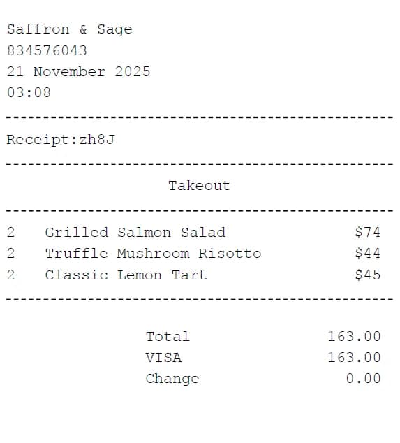 Saffron & Sage Receipt Logo