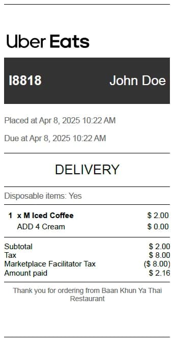 Uber Eats Receipt Logo