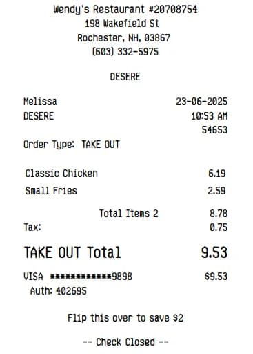 Wendys Quittungslogo