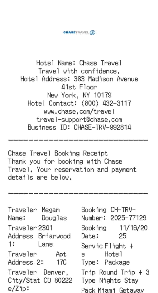 Chase Travel Receipt Logo