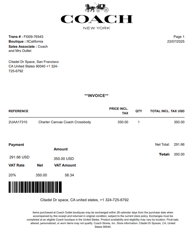 Coach Receipt Logo