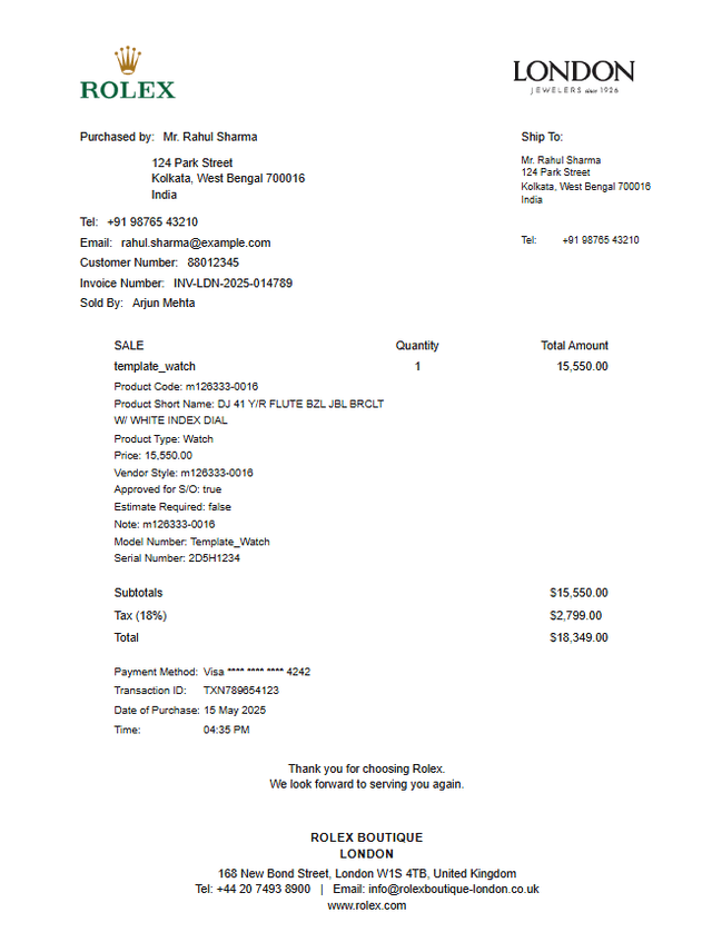 Rolex Receipt Logo