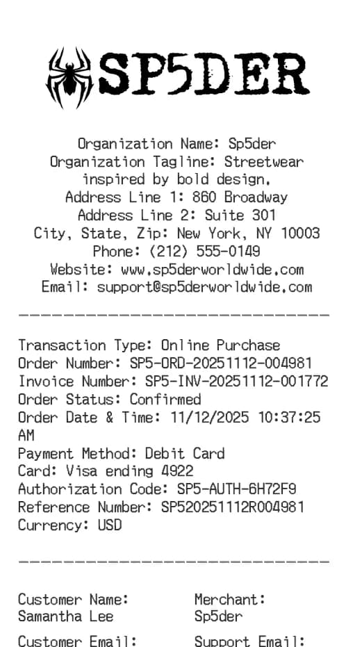 Sp5der Receipt Logo